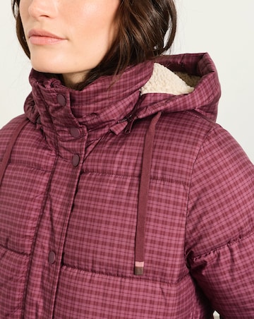 Fatface Short Check Puffer Plum
