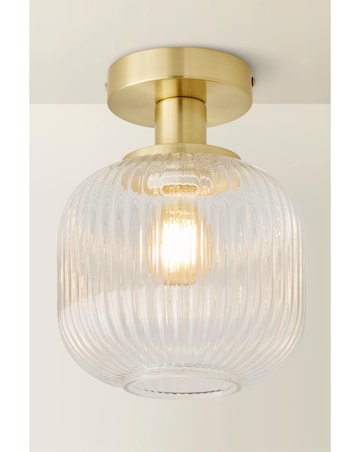 ValueLights Calpe Clear Glass Flush Ceiling Light