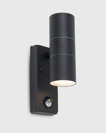 ValueLights Black Outdoor Up Down IP44 PIR Motion Sensor Light - Bulb Included