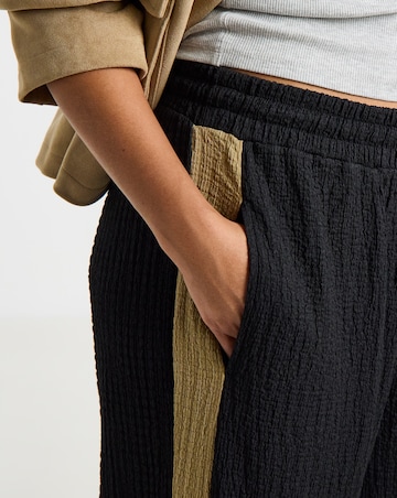 Simply Be Black Textured Jersey Wide Leg Side Stripe Trousers
