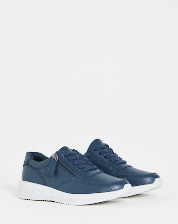Heavenly Soles Seraphina Leather Lace Side Zip Trainers - Extra Wide Fit (EEE)