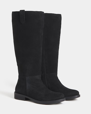 Krista Suede Pull On Knee High Boots - Extra Wide Fit (EEE) & Super Curvy Calf