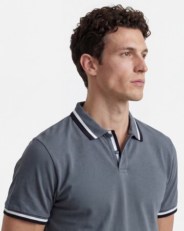 Tipped Pique Polo Long- Dark Grey