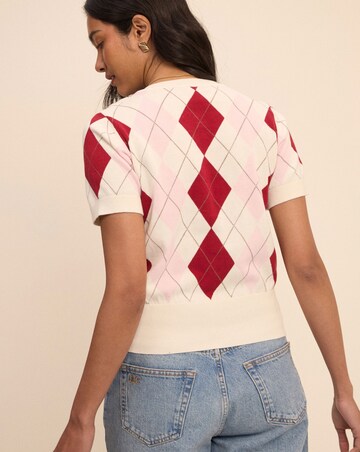 Nobody's Child Argyle Short Sleeve Cardi