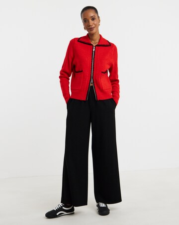 Black Textured Jersey Wide Leg Trouser