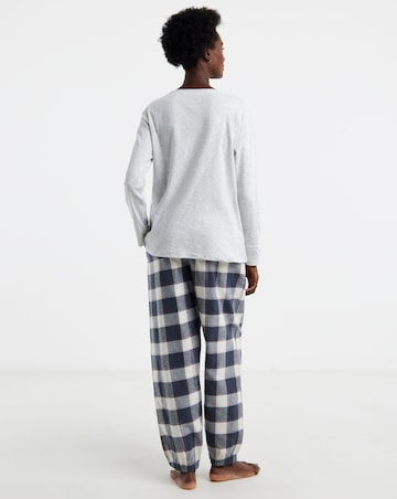 Pretty Secrets Henley Top And Check Bottom Cotton Pyjama Set