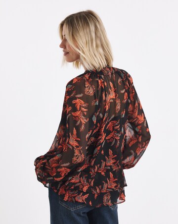 Paisley Print Tie Neck Georgette Blouse