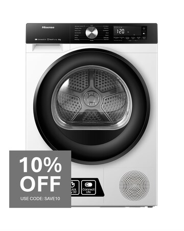 Hisense 3S Series DH3S802BW3 WiFi-enabled 8kg Heat Pump Tumble Dryer - White