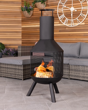 Charles Bentley Round Black Steel Chimenea