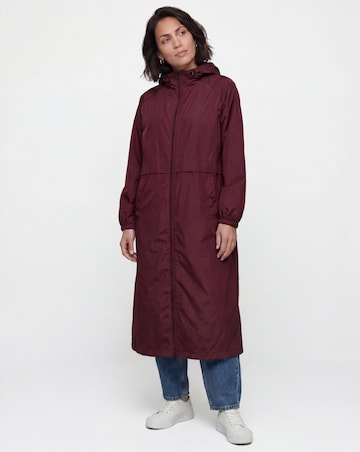Burgundy Longline Lightweight Hooded Raincoat