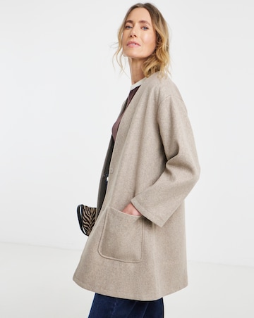 Mushroom Wool Like Collarless Coat