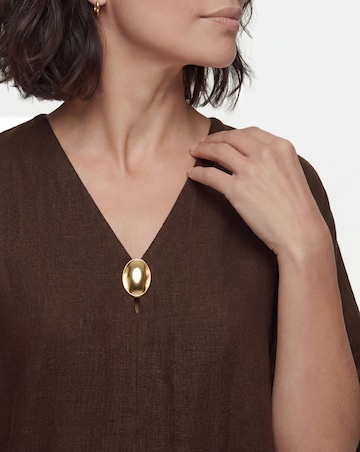 Linen Metal Trim Tunic Dress