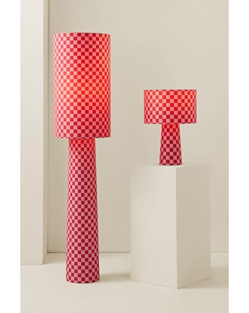 ValueLights Pritchard Pink Checkerboard Fabric Table Lamp