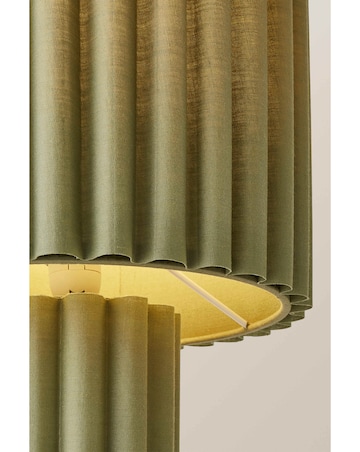 ValueLights Lenny Moss Green Ribbed Fabric Table Lamp