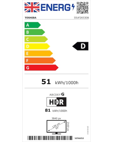 Toshiba 55UF2653DB 55in 4k Ultra HD Smart TV with Freely