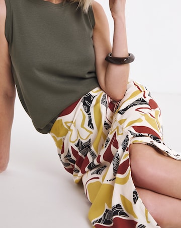 Graphic Print Midi Wrap Skirt