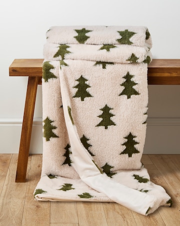 Carved Trees Faux Fur Throw