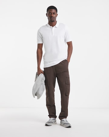 Pure Cotton White Pique Polo Extra Long Length- White