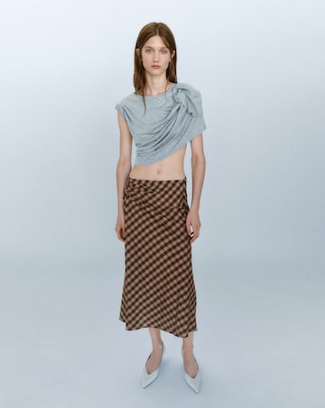 Mango Check Wrap Skirt