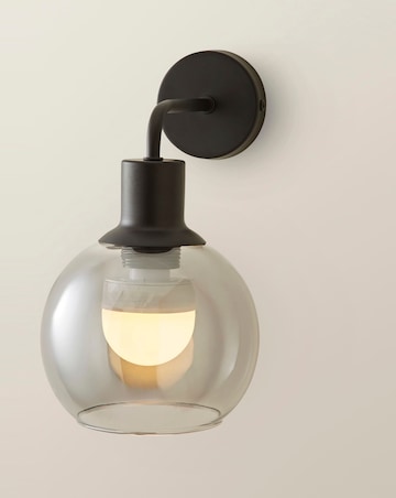 ValueLights Bellamy Black Rechargeable Smoke Glass Wall Light