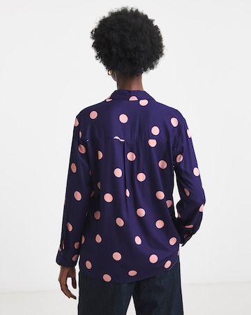 Navy Spot Print Long Sleeve Shirt