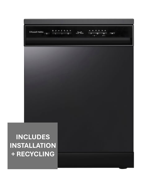 Russell Hobbs RH60DW10C1B 14 Place Settings Full Size Dishwasher Black + Install