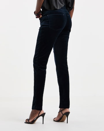 Dark Teal Velvet Slim Leg Jeans