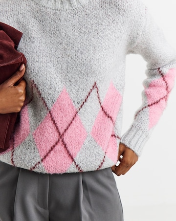 Argyle Hem Crew Neck Jumper