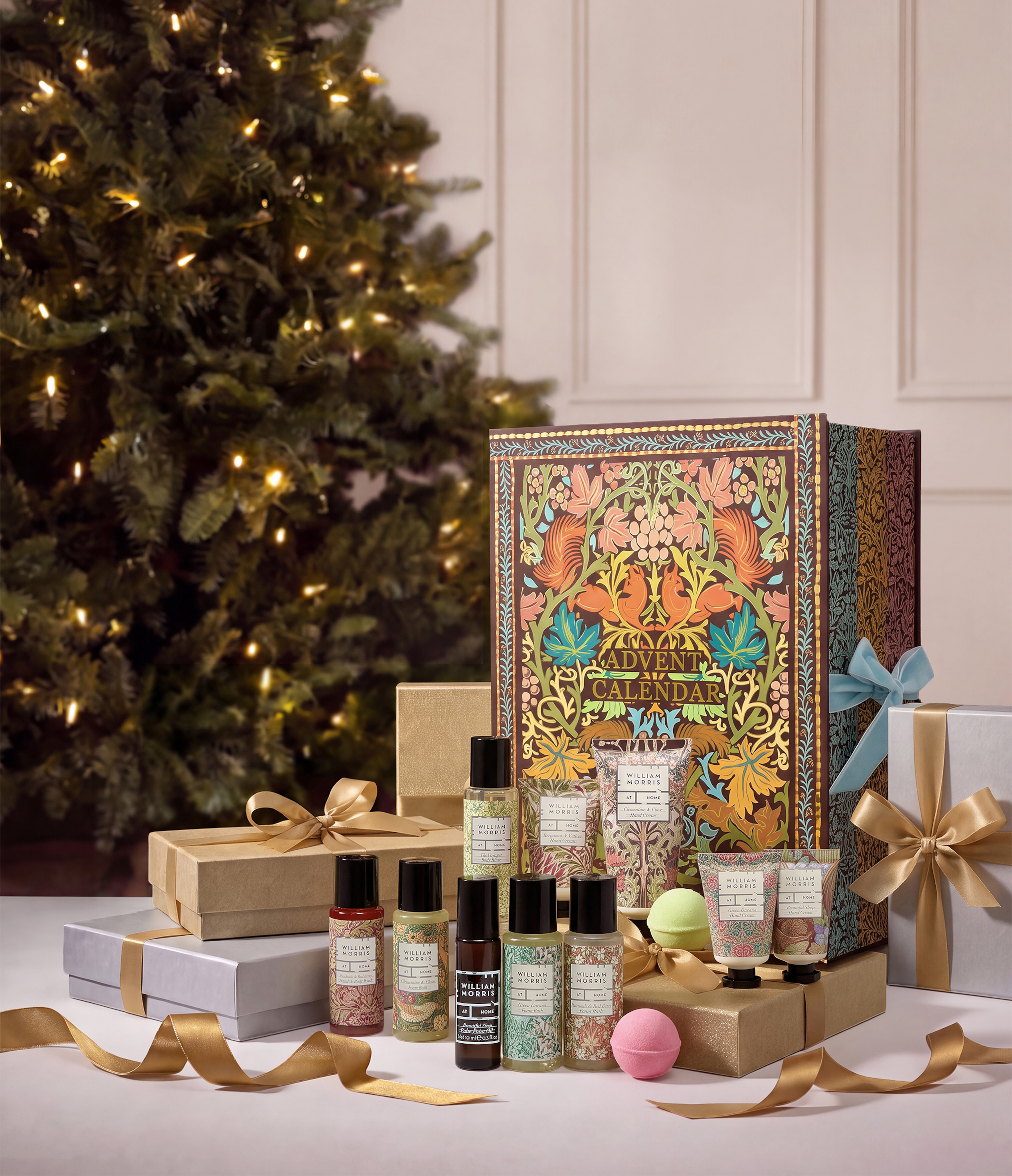 A William Morris beauty fragrance advent calendar on a table