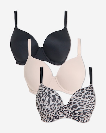 Pretty Secrets (3 Pack) T-Shirt Bras (B-F) Leopard Mix