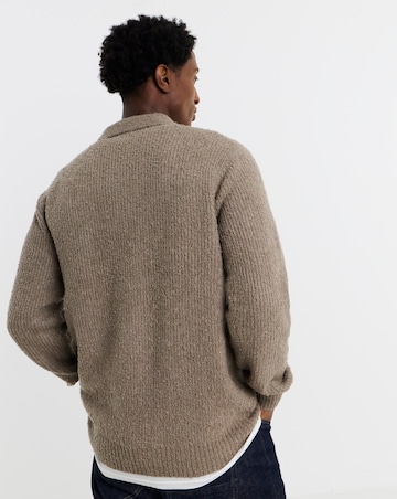 Only & Sons Dale Relaxed Long Sleeve Knitted Polo - Walnut