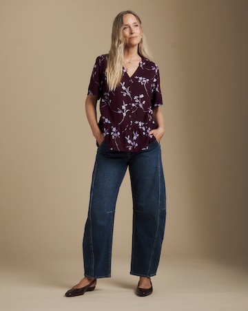 Julipa Printed Button Down Peplum Blouse