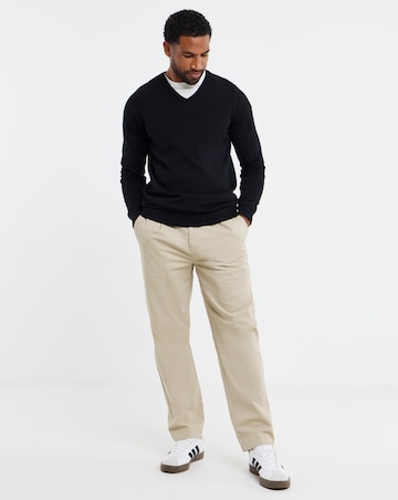 Cotton Knitted V Neck Jumper Long