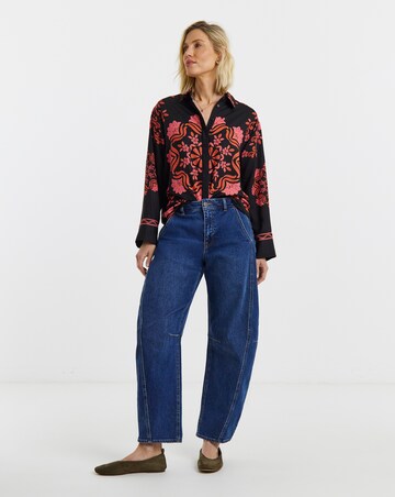 Black Paisley Placement Print Shirt