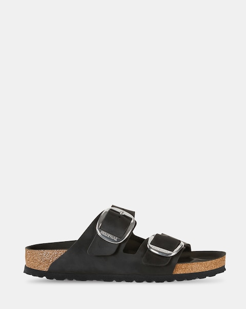 Birkenstock Arizona Black Oiled Leather Big Buckle Sandals - Standard Fit (D)
