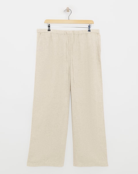 Stone Linen Mix Wide Leg Trouser