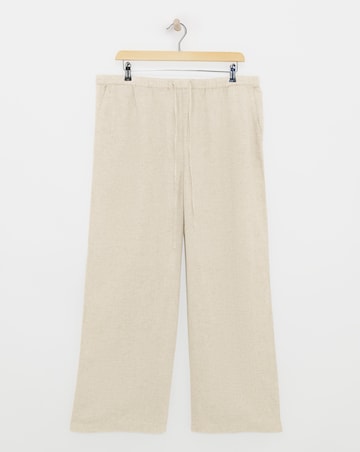 Stone Linen Mix Wide Leg Trouser
