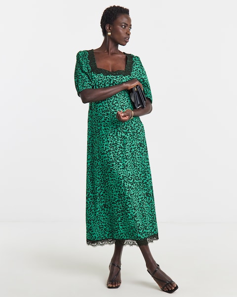 Square Neck Lace Tea Dress