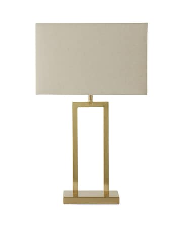 ValueLights Gloria Gold Double Stem Table Lamp with Rectangular Shade
