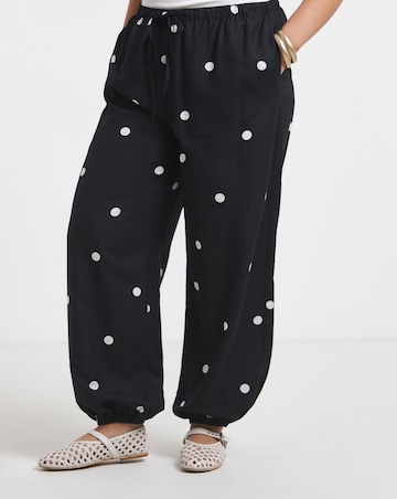 Mono Spot Linen Mix Balloon Trouser