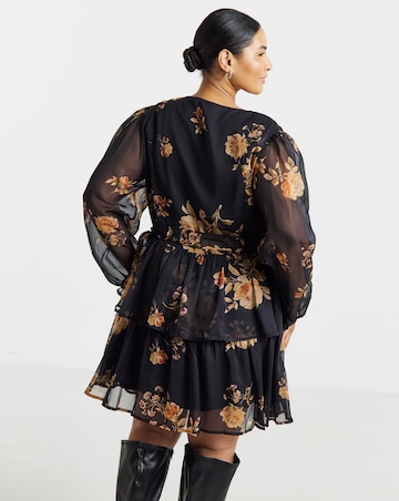 Simply Be Black Floral Skater Dress