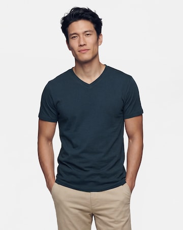 Pure Cotton V-Neck T-Shirt- Navy