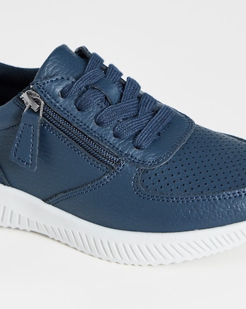 Heavenly Soles Seraphina Leather Lace Side Zip Trainers - Extra Wide Fit (EEE)