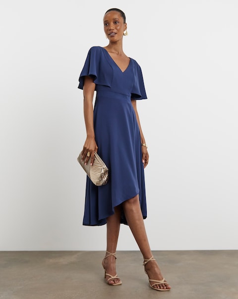 Joanna Hope Navy Angel Sleeve Dress