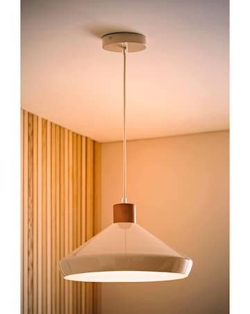 ValueLights Parker Cream & Walnut Pendant Light