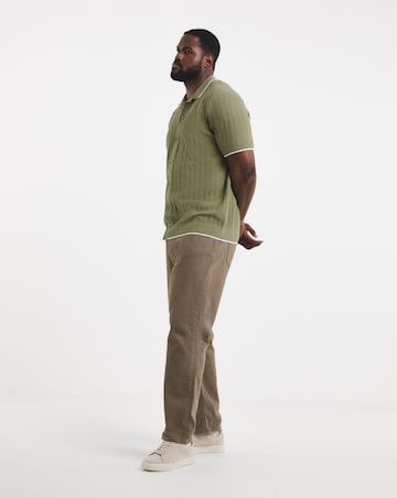 Button Through Texture Knitted Polo