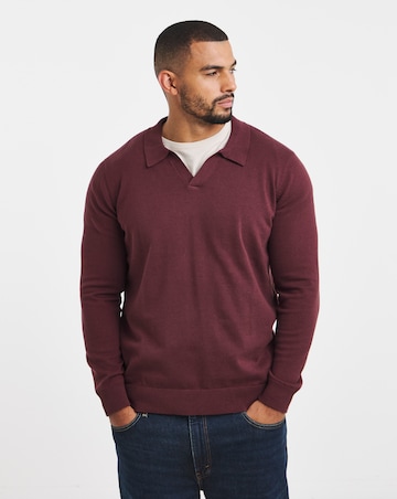 Long Sleeve Cotton Trophy Neck Polo