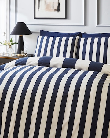 Bold Stripe Reversible Cotton Blend Duvet Cover Set