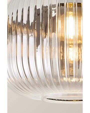 ValueLights Calpe Large Matte Black Ribbed Smoke Glass Ceiling Light