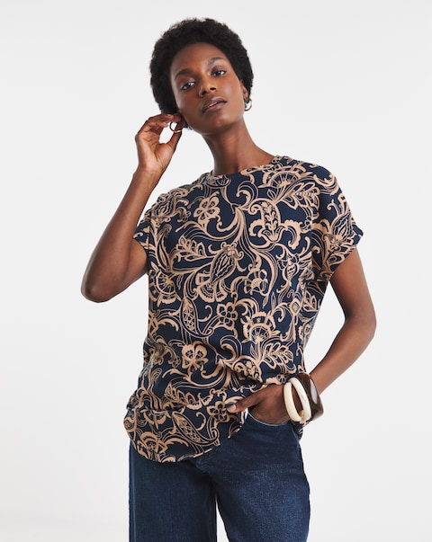 Longline Short Sleeve Curved Hem Top
